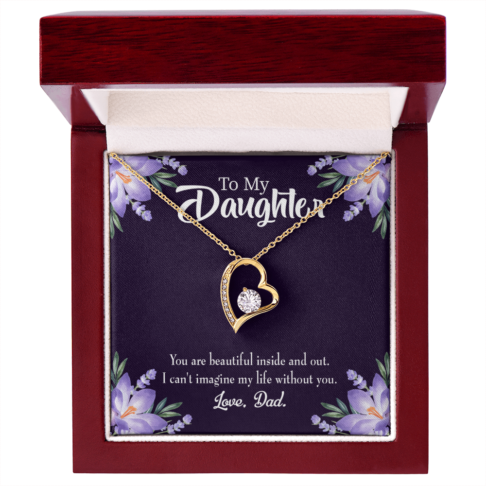 To My Daughter Beautiful Inside and Out Dad Forever Necklace w Message Card-Express Your Love Gifts
