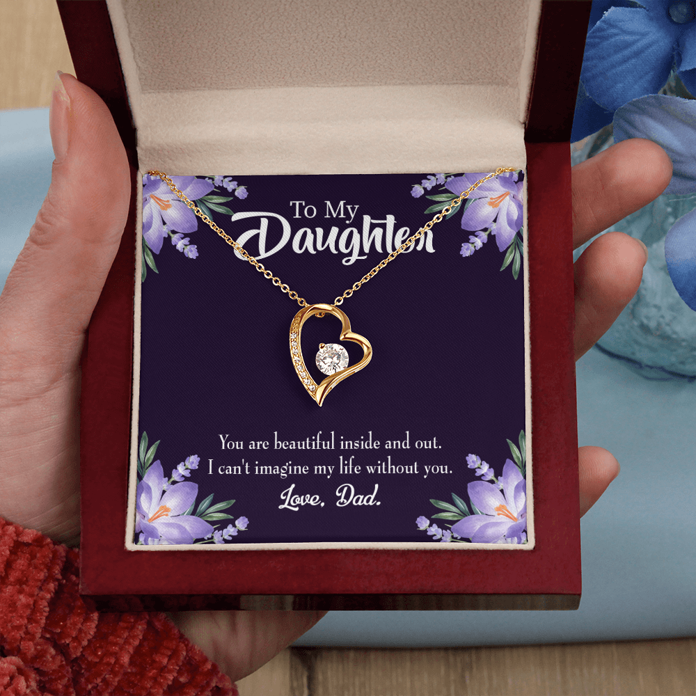 To My Daughter Beautiful Inside and Out Dad Forever Necklace w Message Card-Express Your Love Gifts