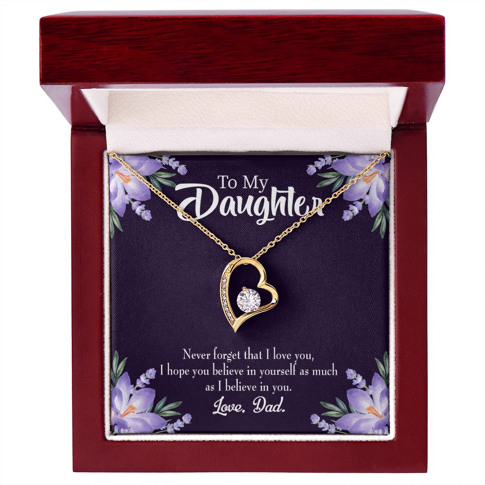 To My Daughter Believe in Yourself From Dad Forever Necklace w Message Card-Express Your Love Gifts