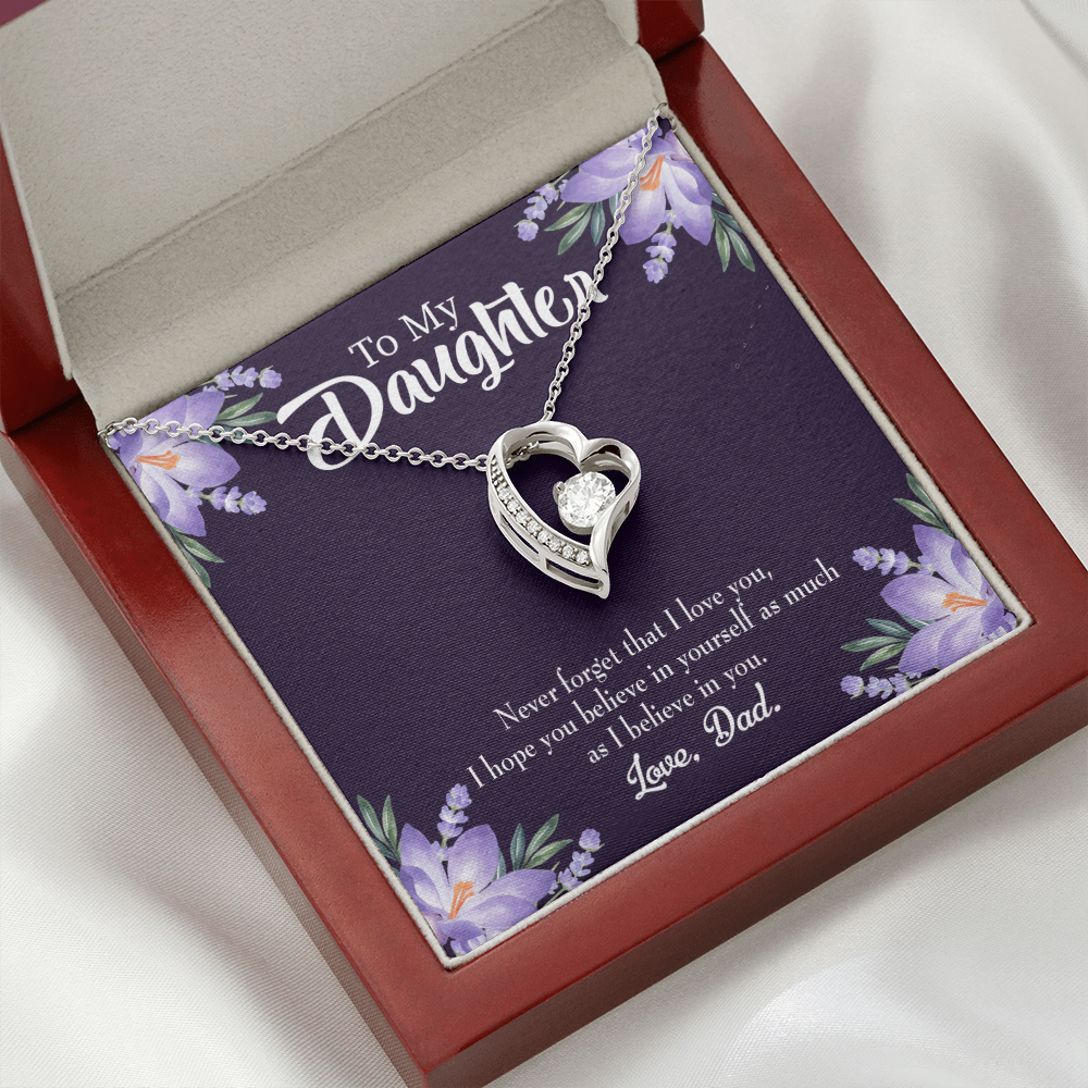 To My Daughter Believe in Yourself From Dad Forever Necklace w Message Card-Express Your Love Gifts