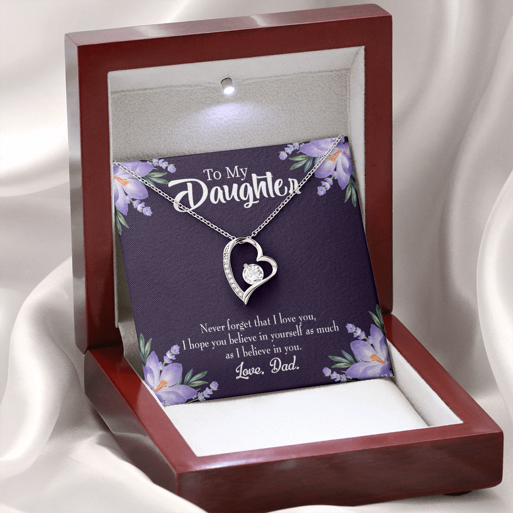 To My Daughter Believe in Yourself From Dad Forever Necklace w Message Card-Express Your Love Gifts