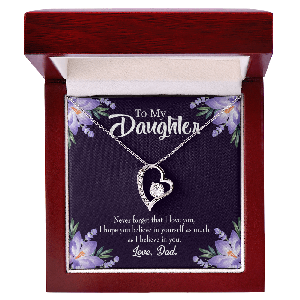 To My Daughter Believe in Yourself From Dad Forever Necklace w Message Card-Express Your Love Gifts