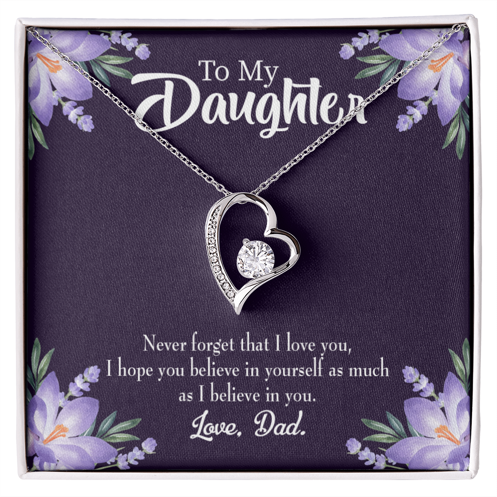 To My Daughter Believe in Yourself From Dad Forever Necklace w Message Card-Express Your Love Gifts