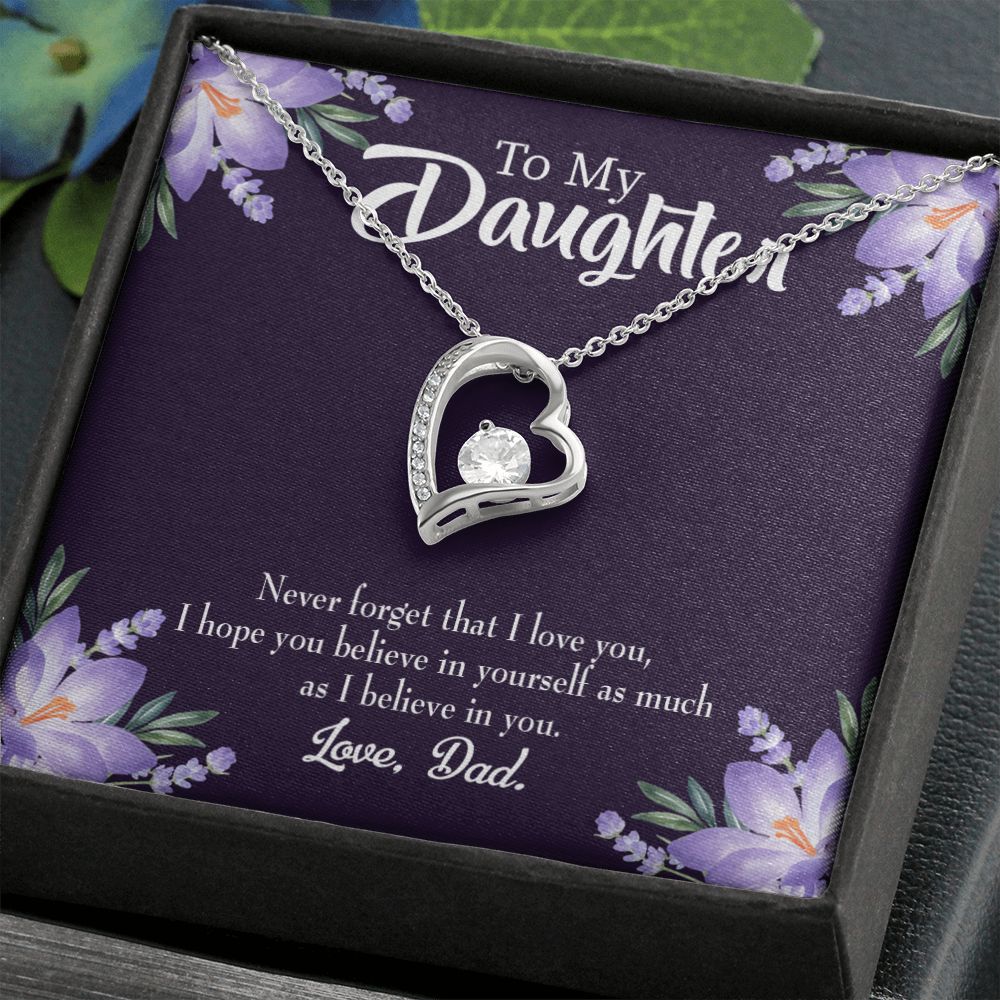 To My Daughter Believe in Yourself From Dad Forever Necklace w Message Card-Express Your Love Gifts