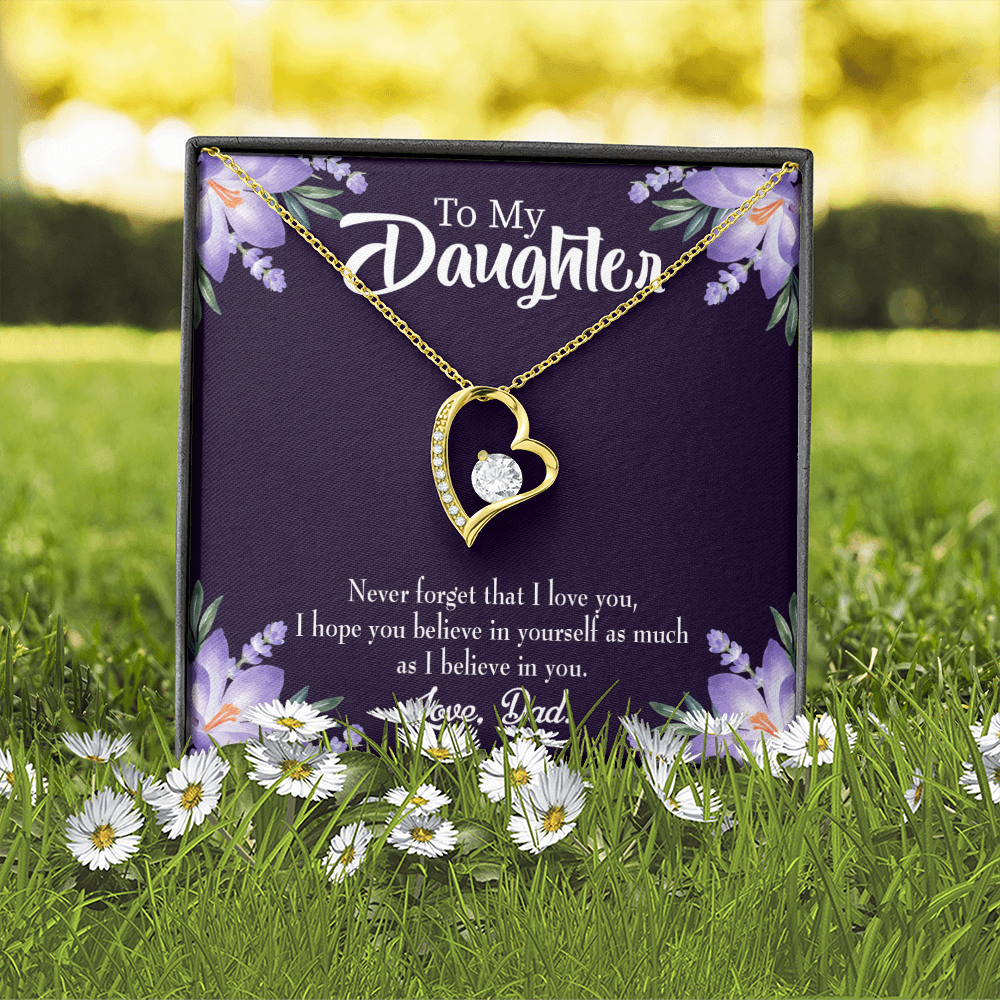 To My Daughter Believe in Yourself From Dad Forever Necklace w Message Card-Express Your Love Gifts