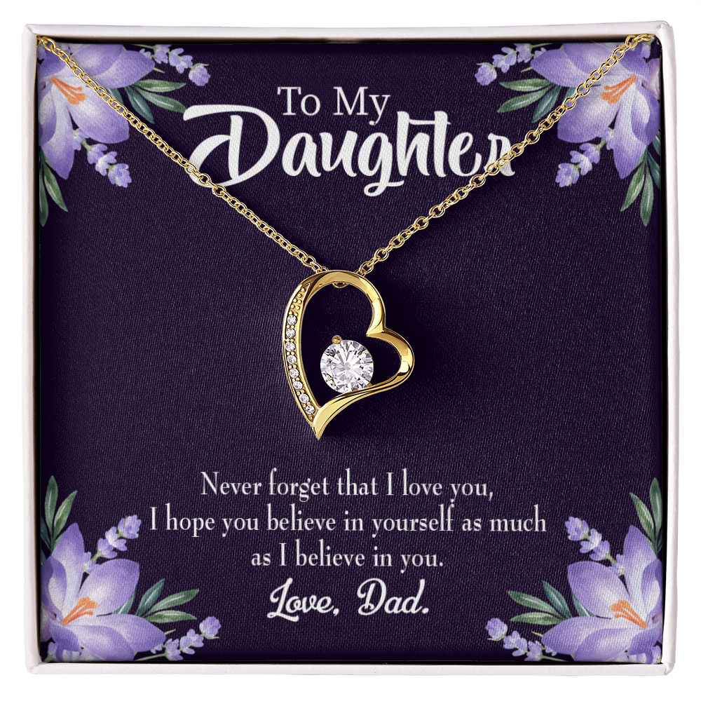 To My Daughter Believe in Yourself From Dad Forever Necklace w Message Card-Express Your Love Gifts