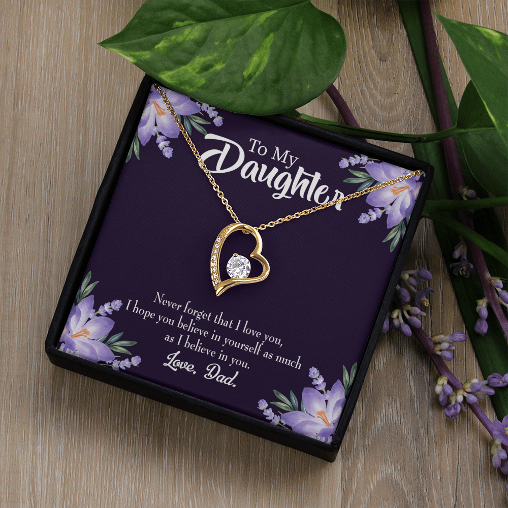 To My Daughter Believe in Yourself From Dad Forever Necklace w Message Card-Express Your Love Gifts