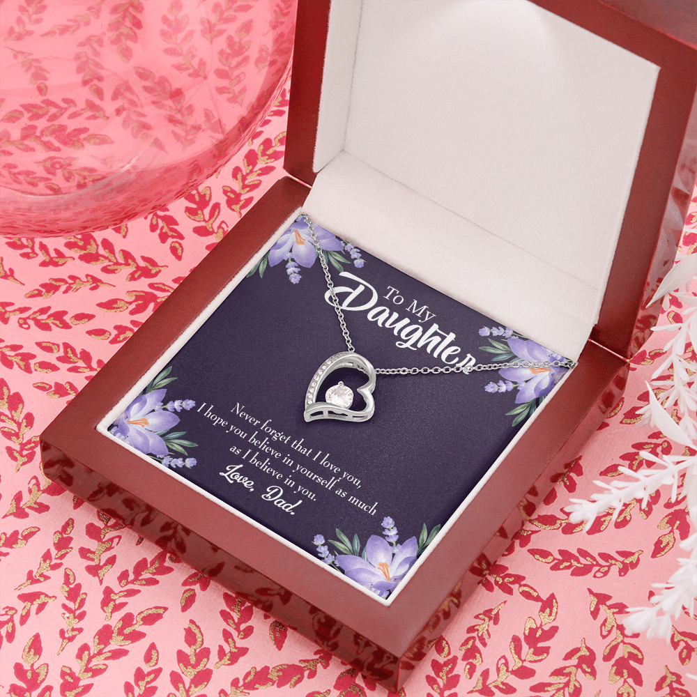 To My Daughter Believe in Yourself From Dad Forever Necklace w Message Card-Express Your Love Gifts