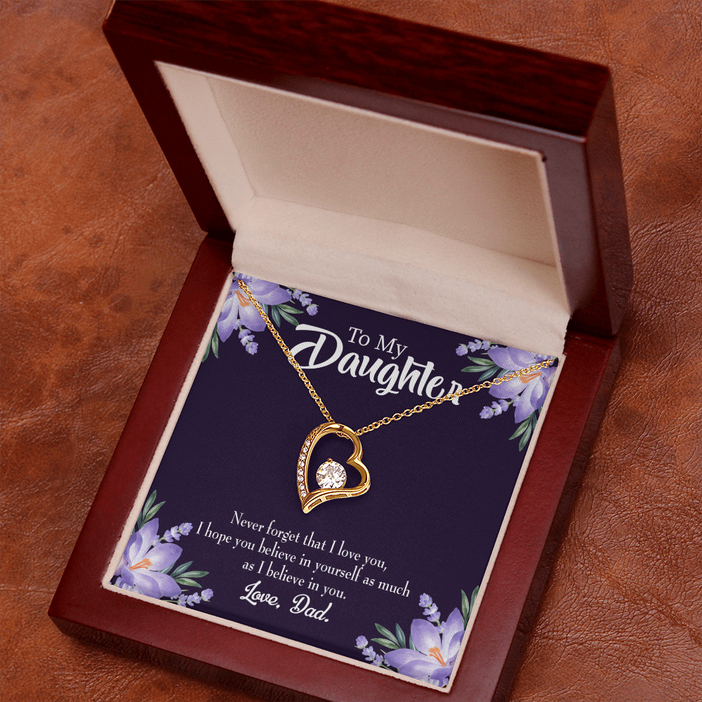 To My Daughter Believe in Yourself From Dad Forever Necklace w Message Card-Express Your Love Gifts