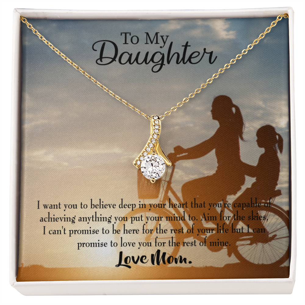 To My Daughter Believe Love Mom Alluring Ribbon Necklace Message Card-Express Your Love Gifts