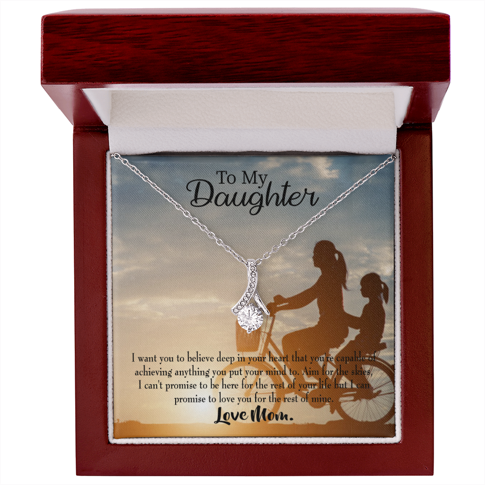 To My Daughter Believe Love Mom Alluring Ribbon Necklace Message Card-Express Your Love Gifts