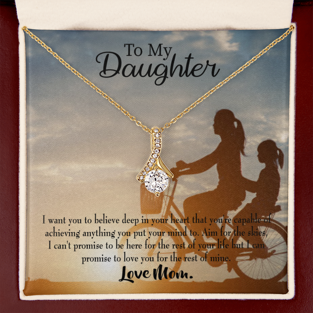 To My Daughter Believe Love Mom Alluring Ribbon Necklace Message Card-Express Your Love Gifts