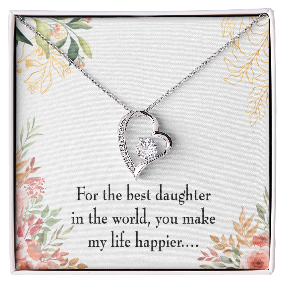 To My Daughter Best Daughter in the World Forever Necklace w Message Card-Express Your Love Gifts