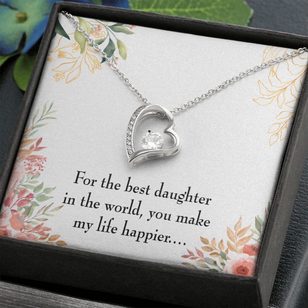 To My Daughter Best Daughter in the World Forever Necklace w Message Card-Express Your Love Gifts