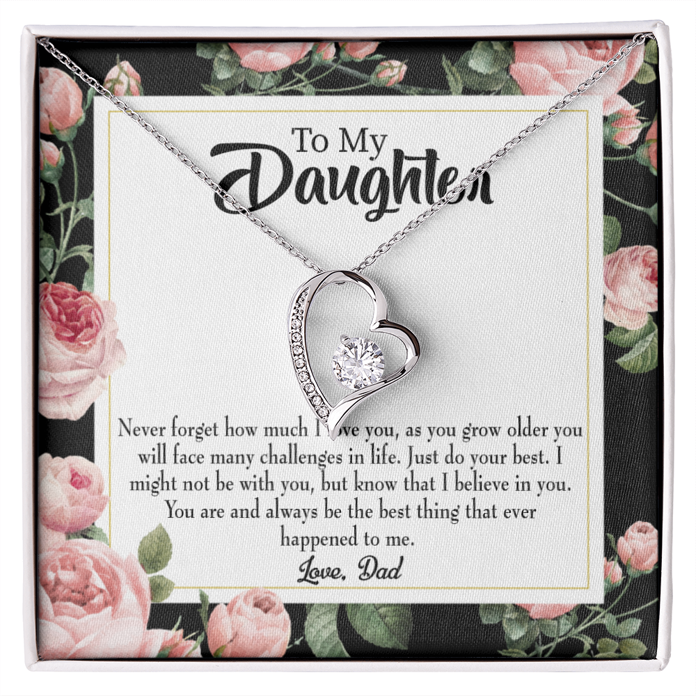 To My Daughter Best Thing From Dad Forever Necklace w Message Card-Express Your Love Gifts