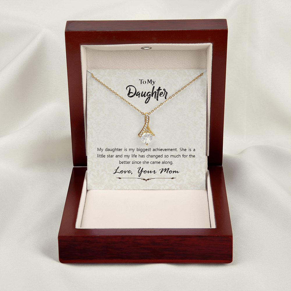 To My Daughter Biggest Achievement From Mom Alluring Ribbon Necklace Message Card-Express Your Love Gifts