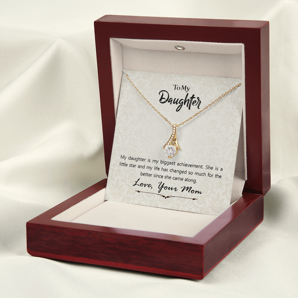 To My Daughter Biggest Achievement From Mom Alluring Ribbon Necklace Message Card-Express Your Love Gifts