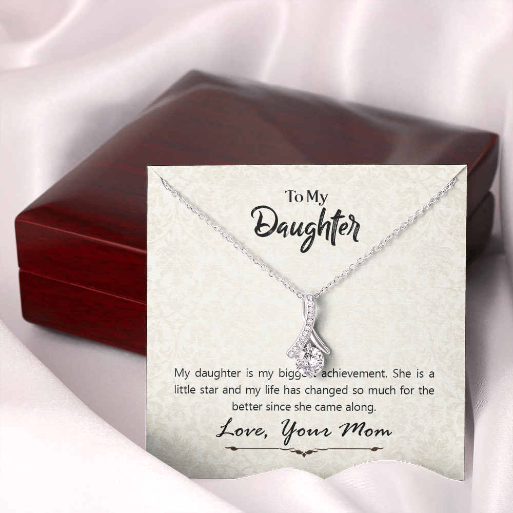 To My Daughter Biggest Achievement From Mom Alluring Ribbon Necklace Message Card-Express Your Love Gifts