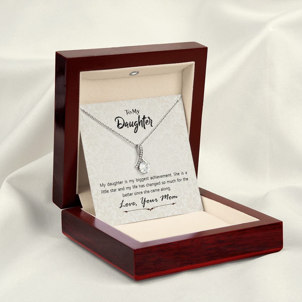 To My Daughter Biggest Achievement From Mom Alluring Ribbon Necklace Message Card-Express Your Love Gifts