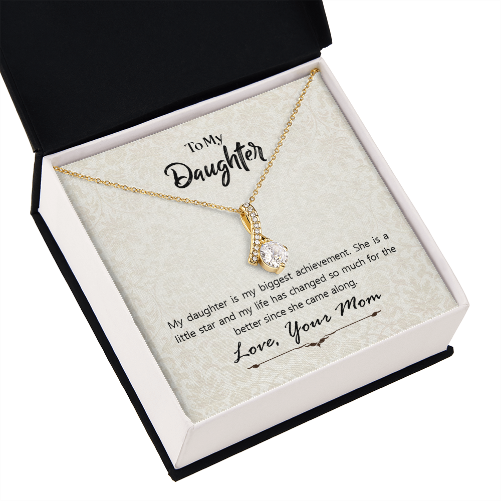 To My Daughter Biggest Achievement From Mom Alluring Ribbon Necklace Message Card-Express Your Love Gifts