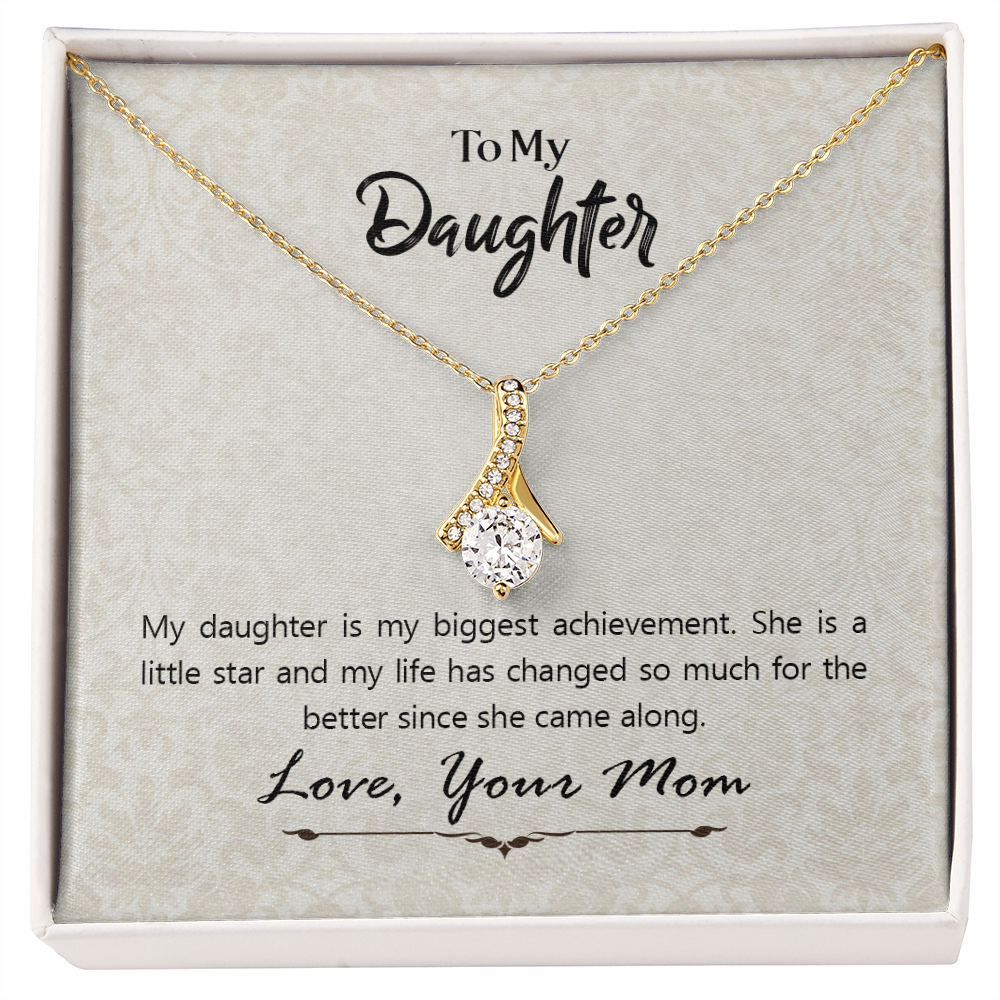 To My Daughter Biggest Achievement From Mom Alluring Ribbon Necklace Message Card-Express Your Love Gifts