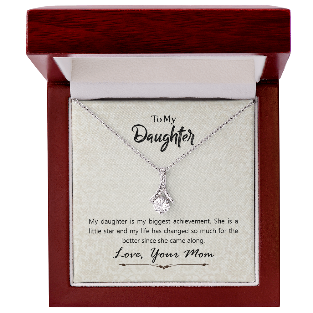 To My Daughter Biggest Achievement From Mom Alluring Ribbon Necklace Message Card-Express Your Love Gifts