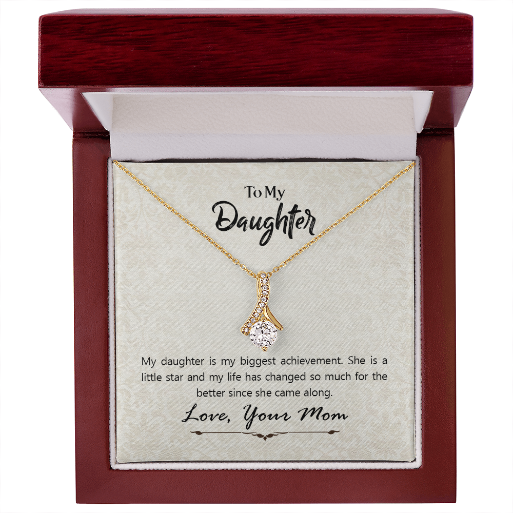 To My Daughter Biggest Achievement From Mom Alluring Ribbon Necklace Message Card-Express Your Love Gifts