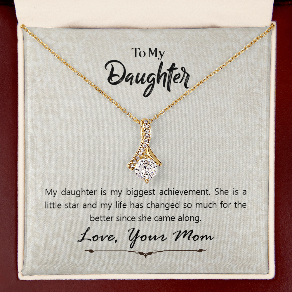 To My Daughter Biggest Achievement From Mom Alluring Ribbon Necklace Message Card-Express Your Love Gifts