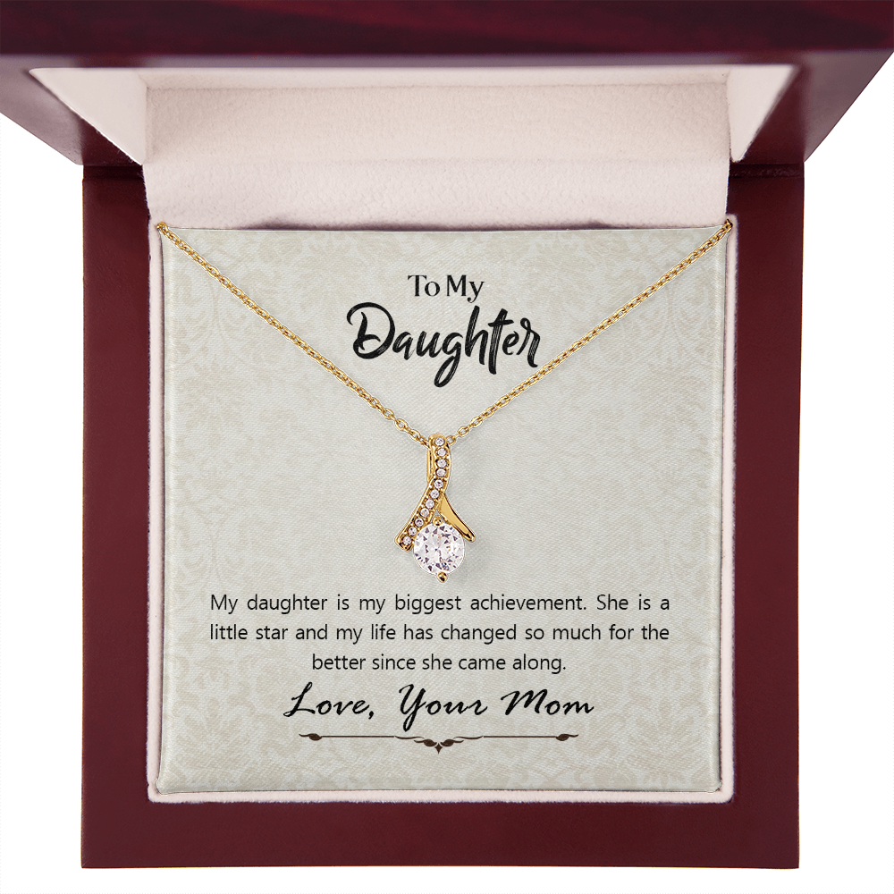 To My Daughter Biggest Achievement From Mom Alluring Ribbon Necklace Message Card-Express Your Love Gifts