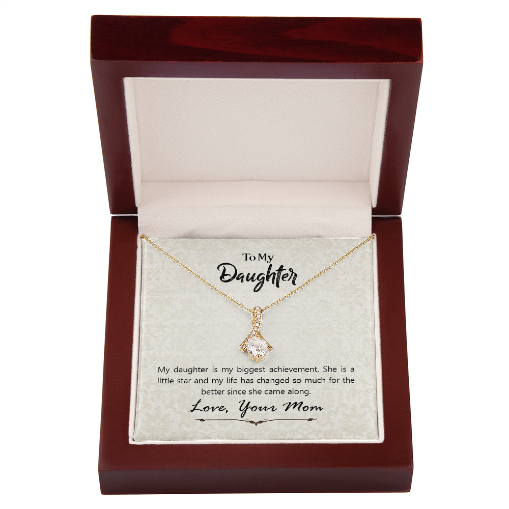 To My Daughter Biggest Achievement From Mom Alluring Ribbon Necklace Message Card-Express Your Love Gifts