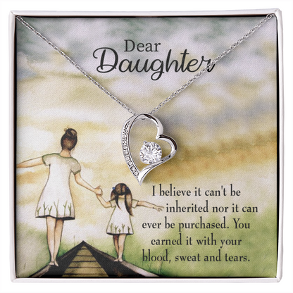 To My Daughter Blood Sweat and Tears From Mom Forever Necklace w Message Card-Express Your Love Gifts