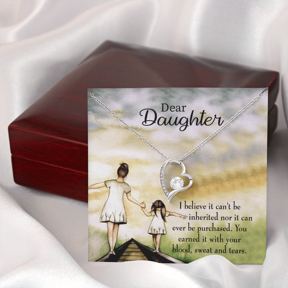 To My Daughter Blood Sweat and Tears From Mom Forever Necklace w Message Card-Express Your Love Gifts