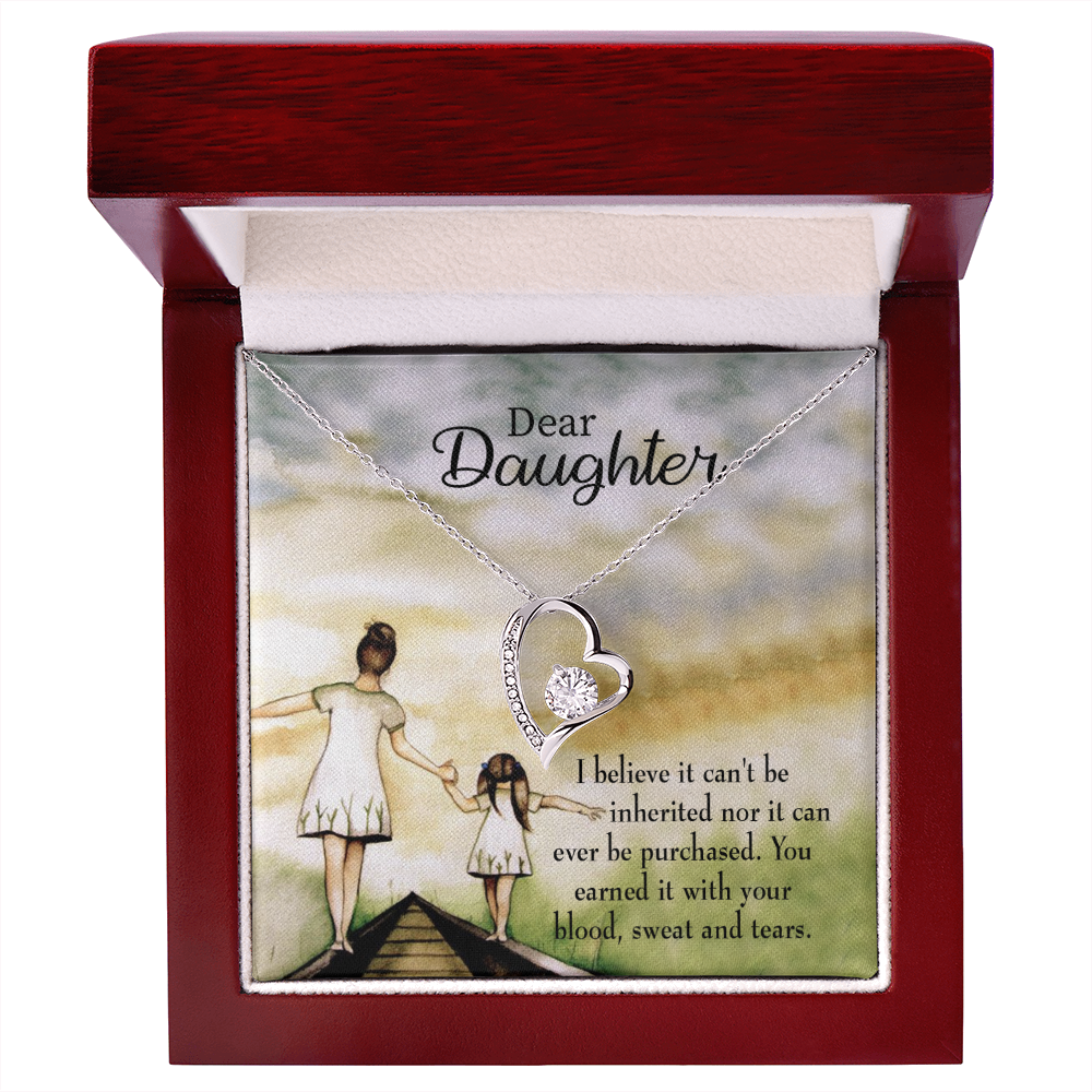 To My Daughter Blood Sweat and Tears From Mom Forever Necklace w Message Card-Express Your Love Gifts