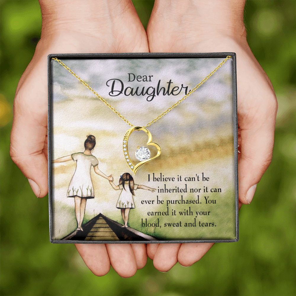 To My Daughter Blood Sweat and Tears From Mom Forever Necklace w Message Card-Express Your Love Gifts