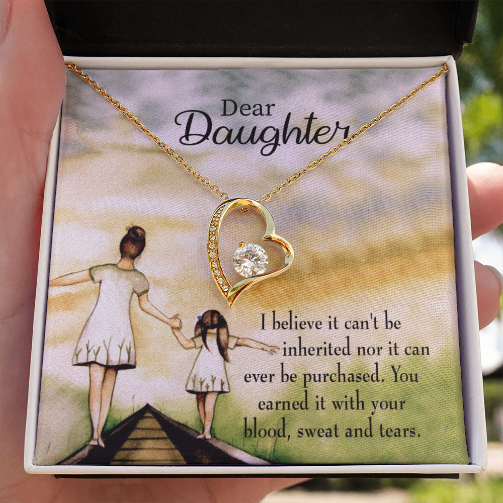 To My Daughter Blood Sweat and Tears From Mom Forever Necklace w Message Card-Express Your Love Gifts