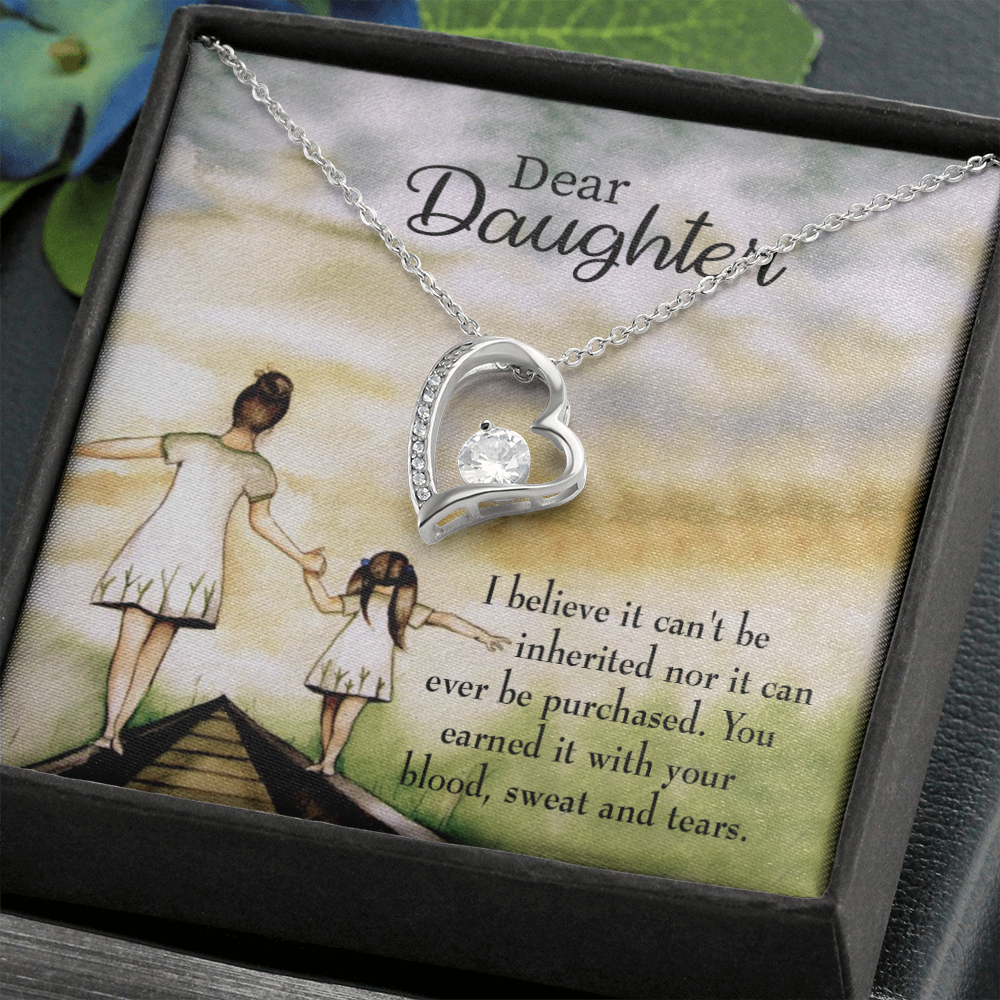 To My Daughter Blood Sweat and Tears From Mom Forever Necklace w Message Card-Express Your Love Gifts