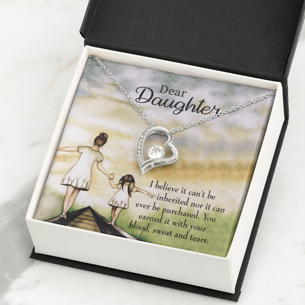 To My Daughter Blood Sweat and Tears From Mom Forever Necklace w Message Card-Express Your Love Gifts