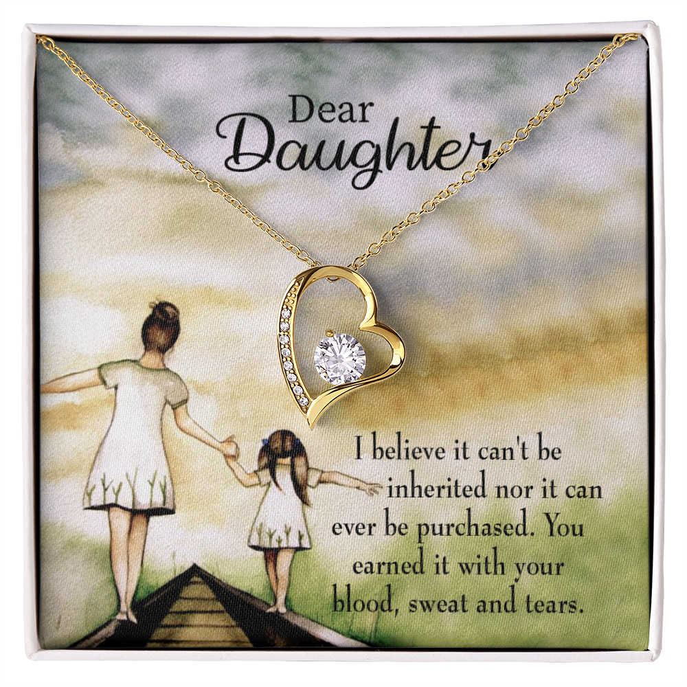 To My Daughter Blood Sweat and Tears From Mom Forever Necklace w Message Card-Express Your Love Gifts