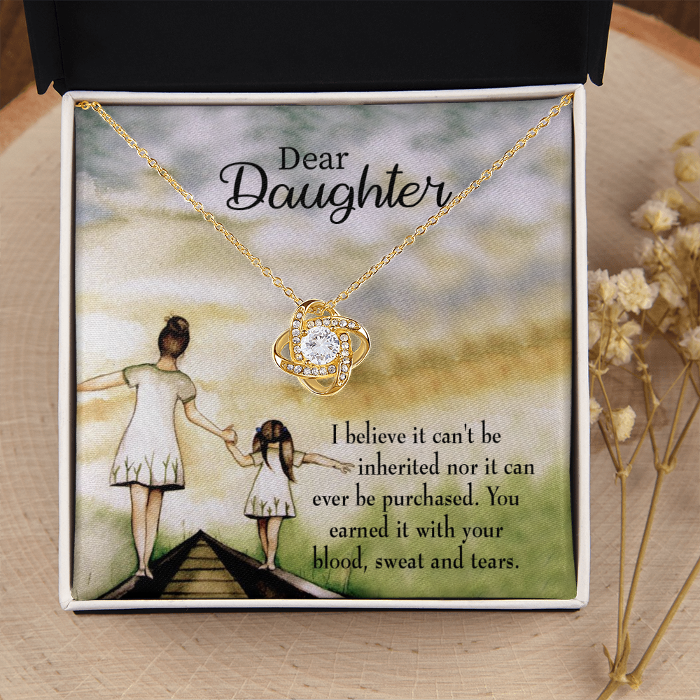 To My Daughter Blood Sweat and Tears From Mom Infinity Knot Necklace Message Card-Express Your Love Gifts