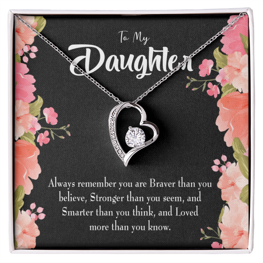 To My Daughter Braver Stronger and Smarter Forever Necklace w Message Card-Express Your Love Gifts