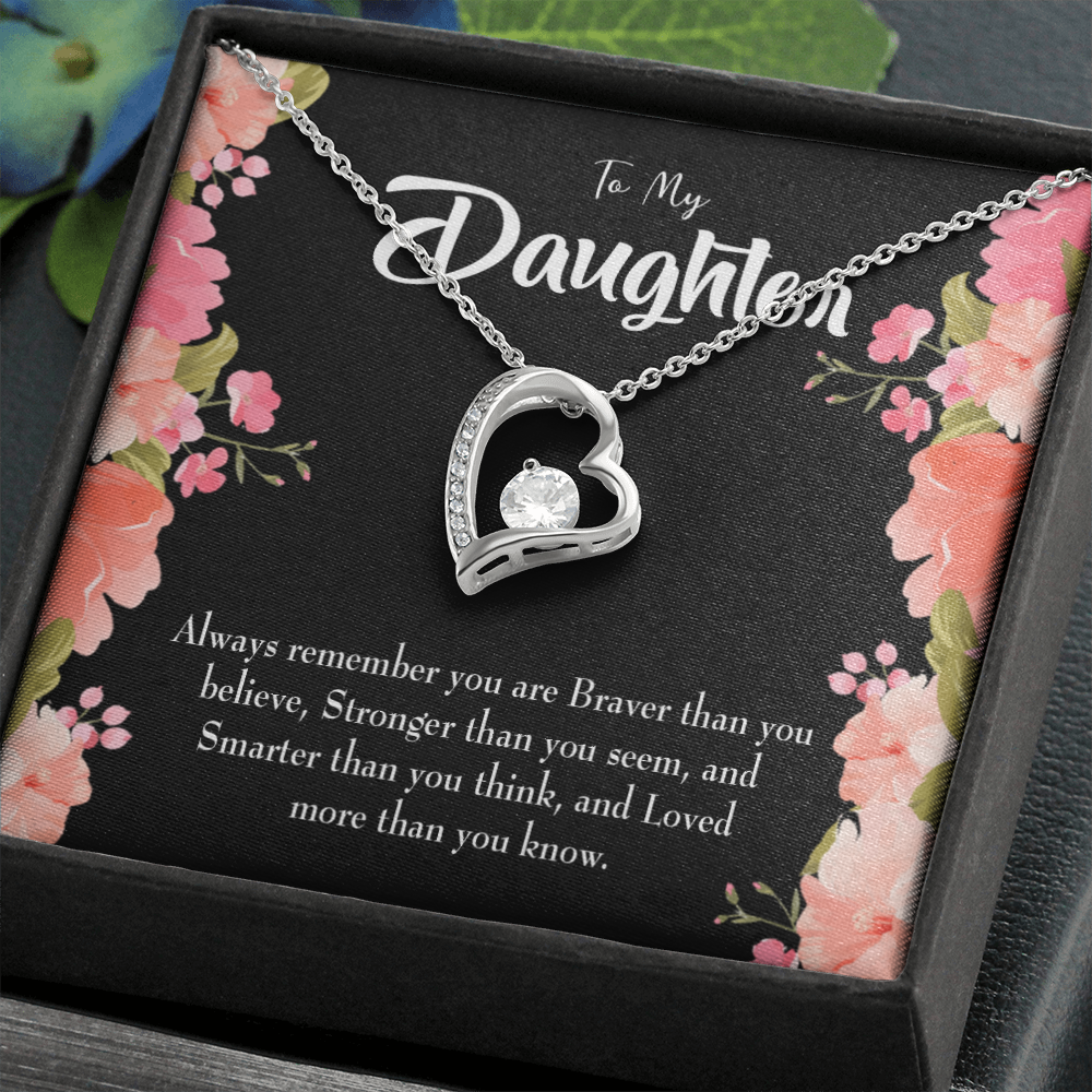 To My Daughter Braver Stronger and Smarter Forever Necklace w Message Card-Express Your Love Gifts