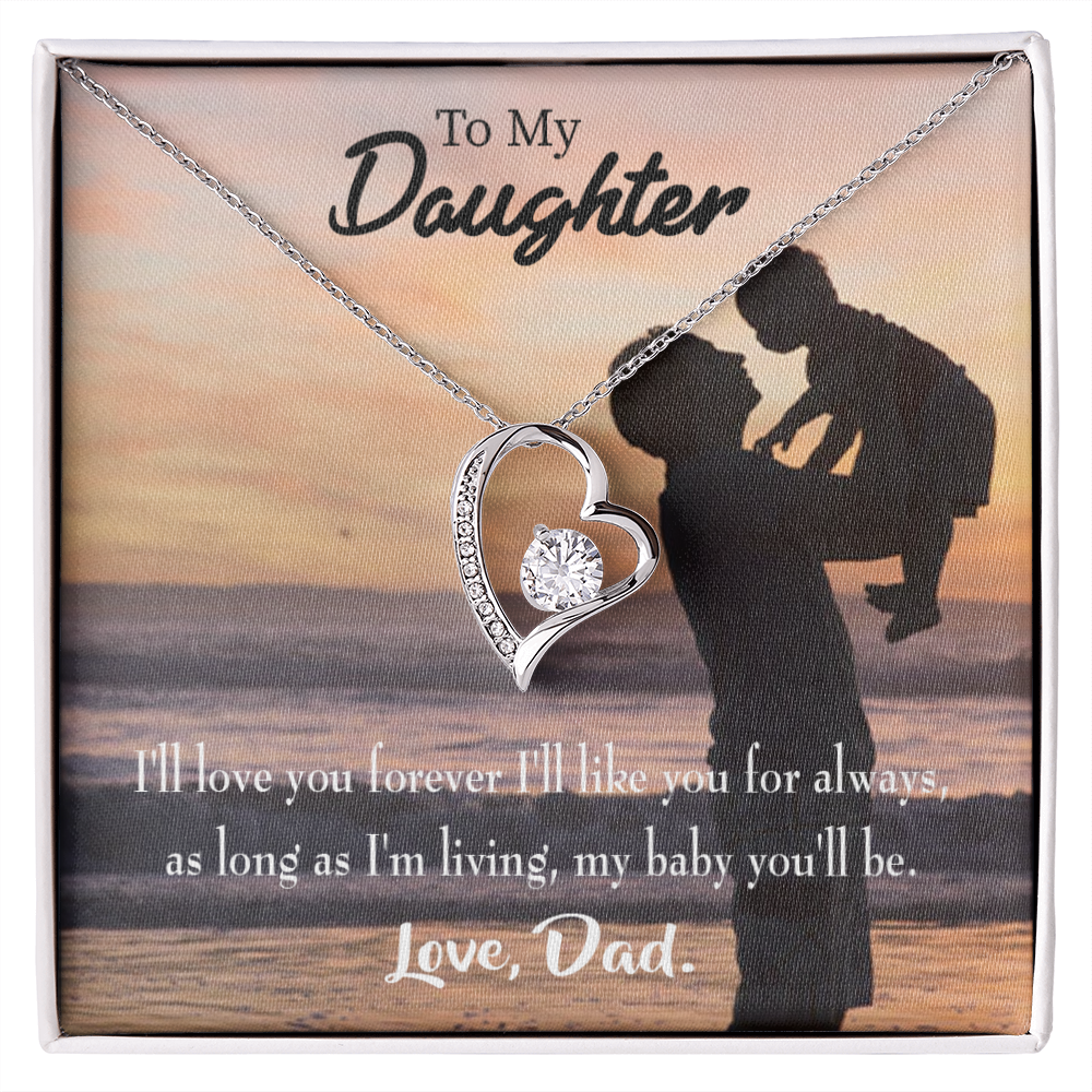 To My Daughter Dad Loves You Forever Forever Necklace w Message Card-Express Your Love Gifts