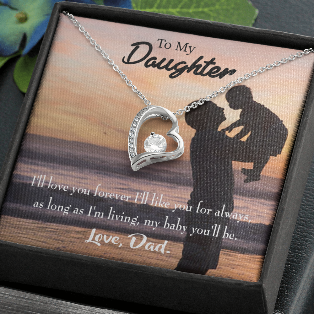 To My Daughter Dad Loves You Forever Forever Necklace w Message Card-Express Your Love Gifts