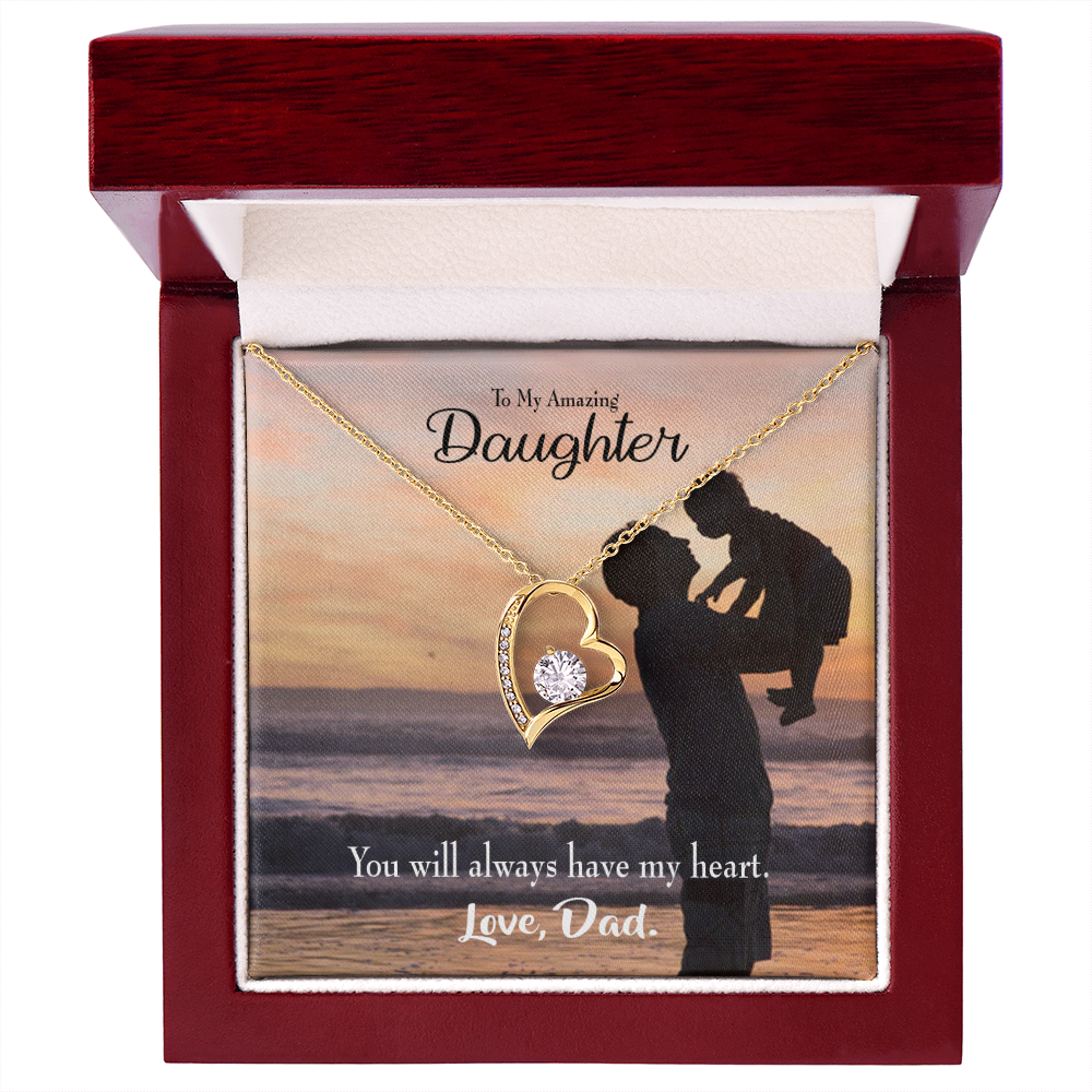 To My Daughter Dad's Amazing Daughter Forever Necklace w Message Card-Express Your Love Gifts