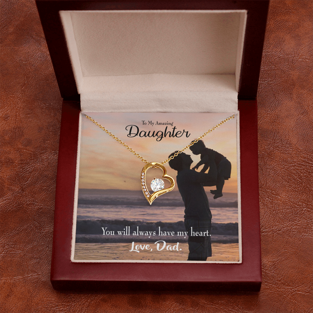 To My Daughter Dad's Amazing Daughter Forever Necklace w Message Card-Express Your Love Gifts