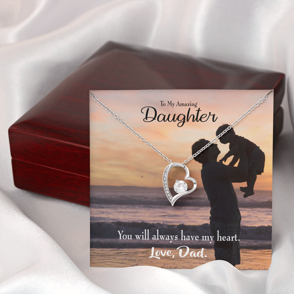 To My Daughter Dad's Amazing Daughter Forever Necklace w Message Card-Express Your Love Gifts