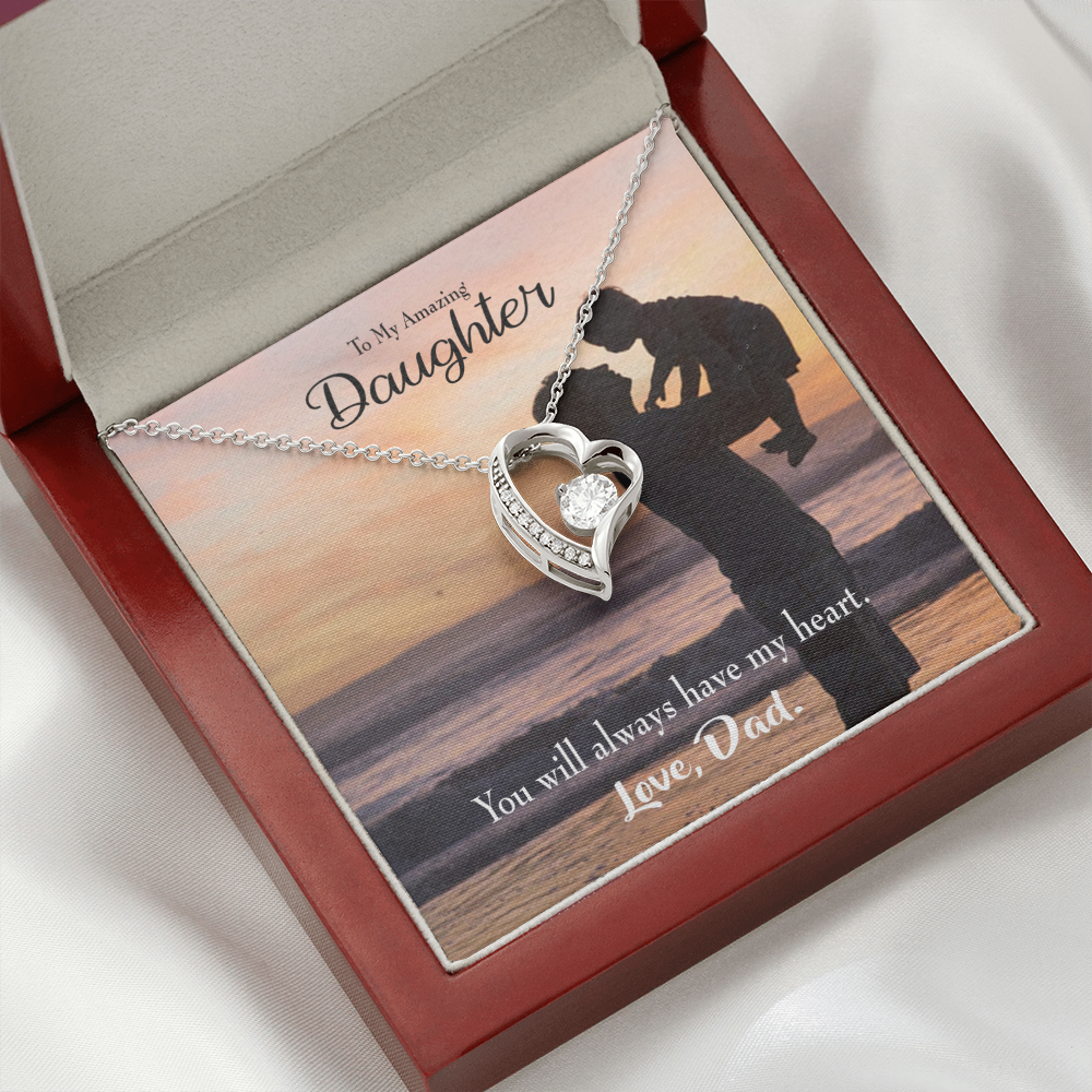 To My Daughter Dad's Amazing Daughter Forever Necklace w Message Card-Express Your Love Gifts