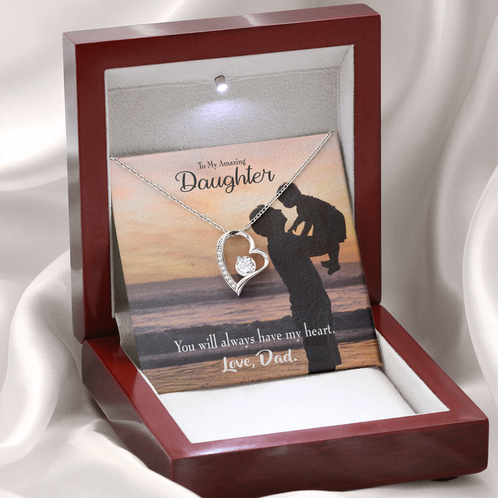 To My Daughter Dad's Amazing Daughter Forever Necklace w Message Card-Express Your Love Gifts