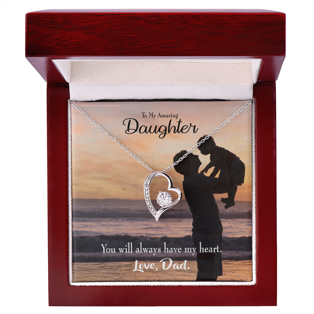 To My Daughter Dad's Amazing Daughter Forever Necklace w Message Card-Express Your Love Gifts