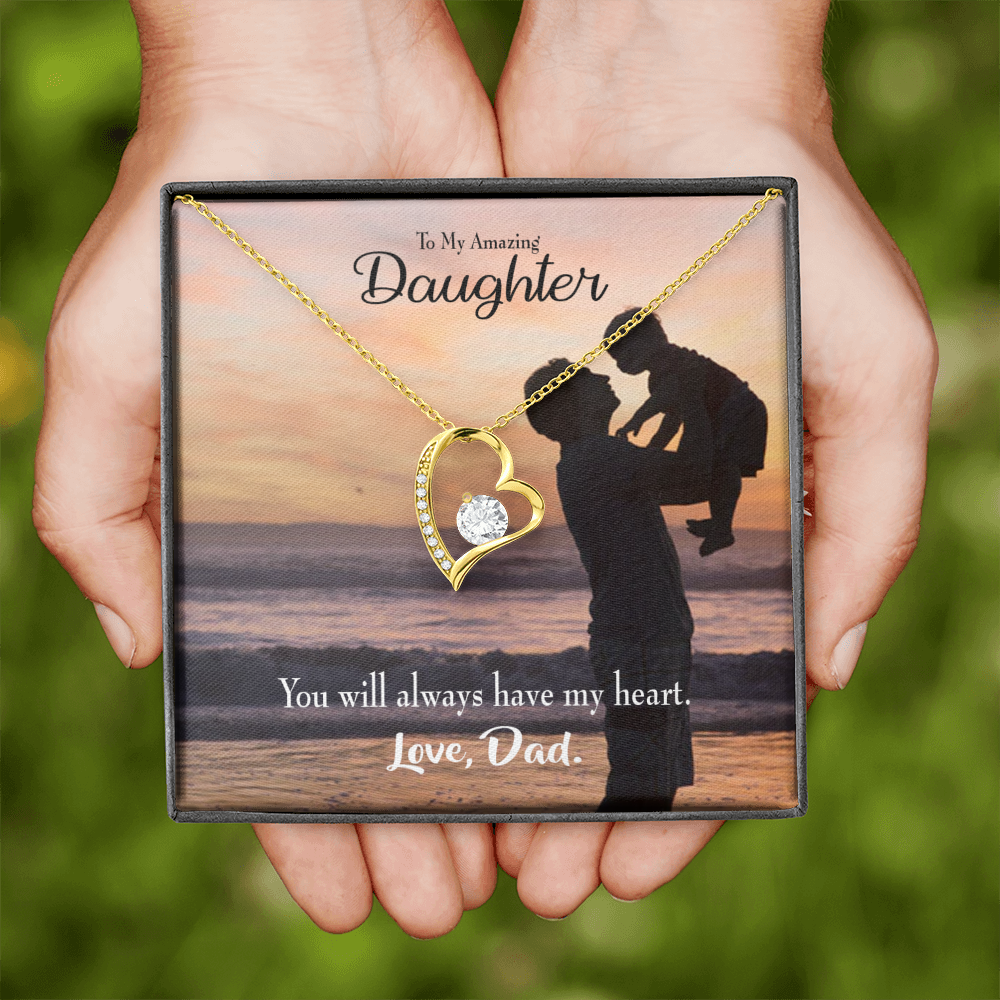 To My Daughter Dad's Amazing Daughter Forever Necklace w Message Card-Express Your Love Gifts